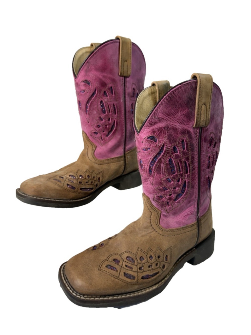 Shyanne Girls' Chloe Glitter Western Boots Square size 2 cowboy